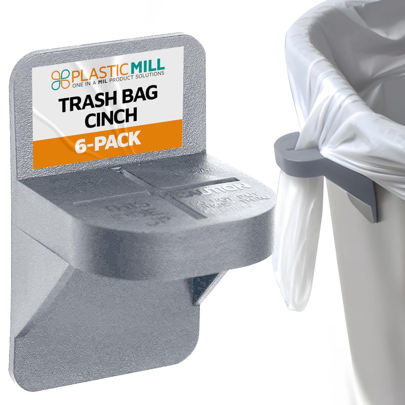 PlasticMill Trash Bag Cinch - Trash Bag Holder for Trash Can - Trash Can Liner Holder to Keep Trash Bag From Slipping - Fits Most Standard Trash Cans (Putty, 6-Pack) - Image 1